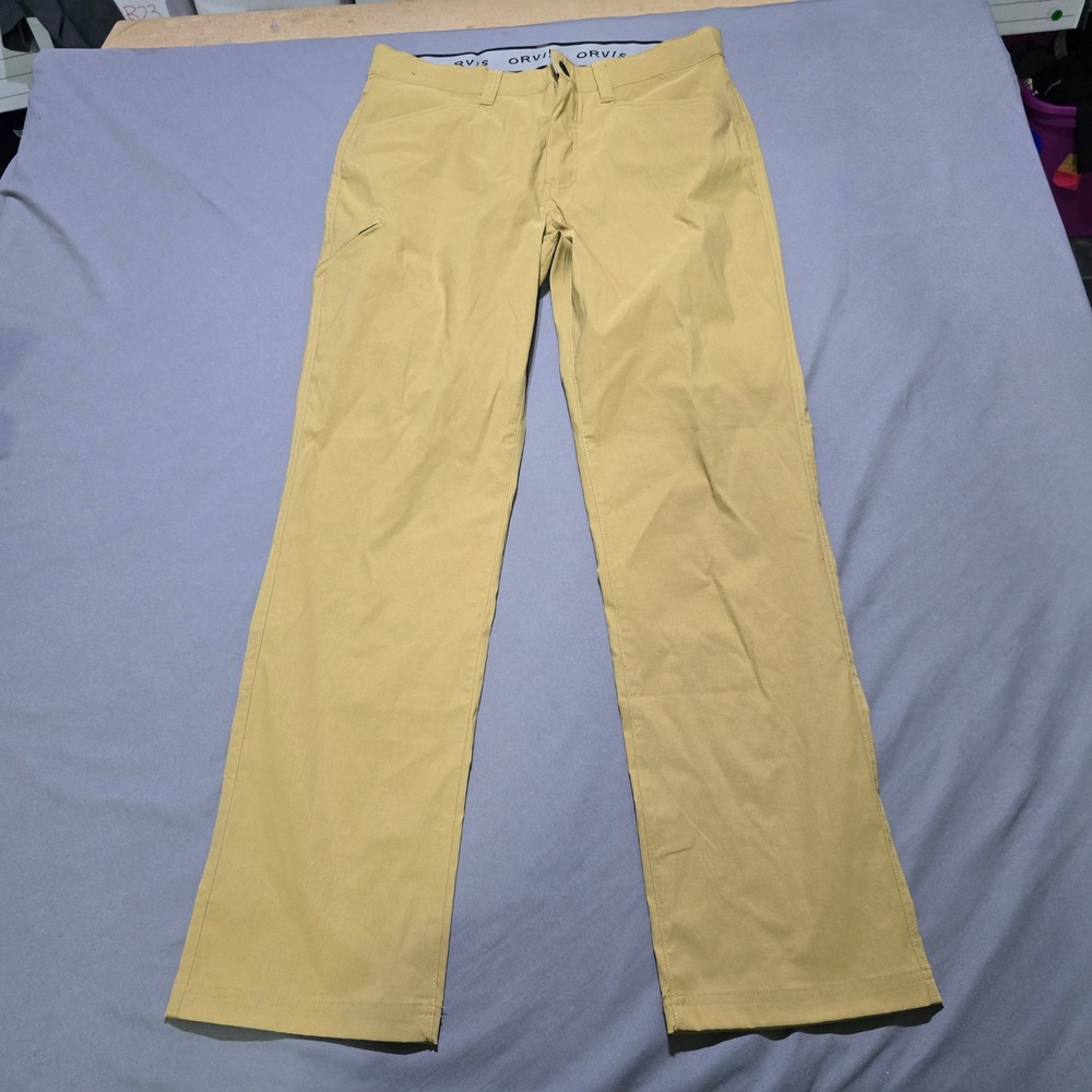 Orvis Tech Pants Mens 34x32 Tan Khaki Performance Stretch Hiking Utility Pant
